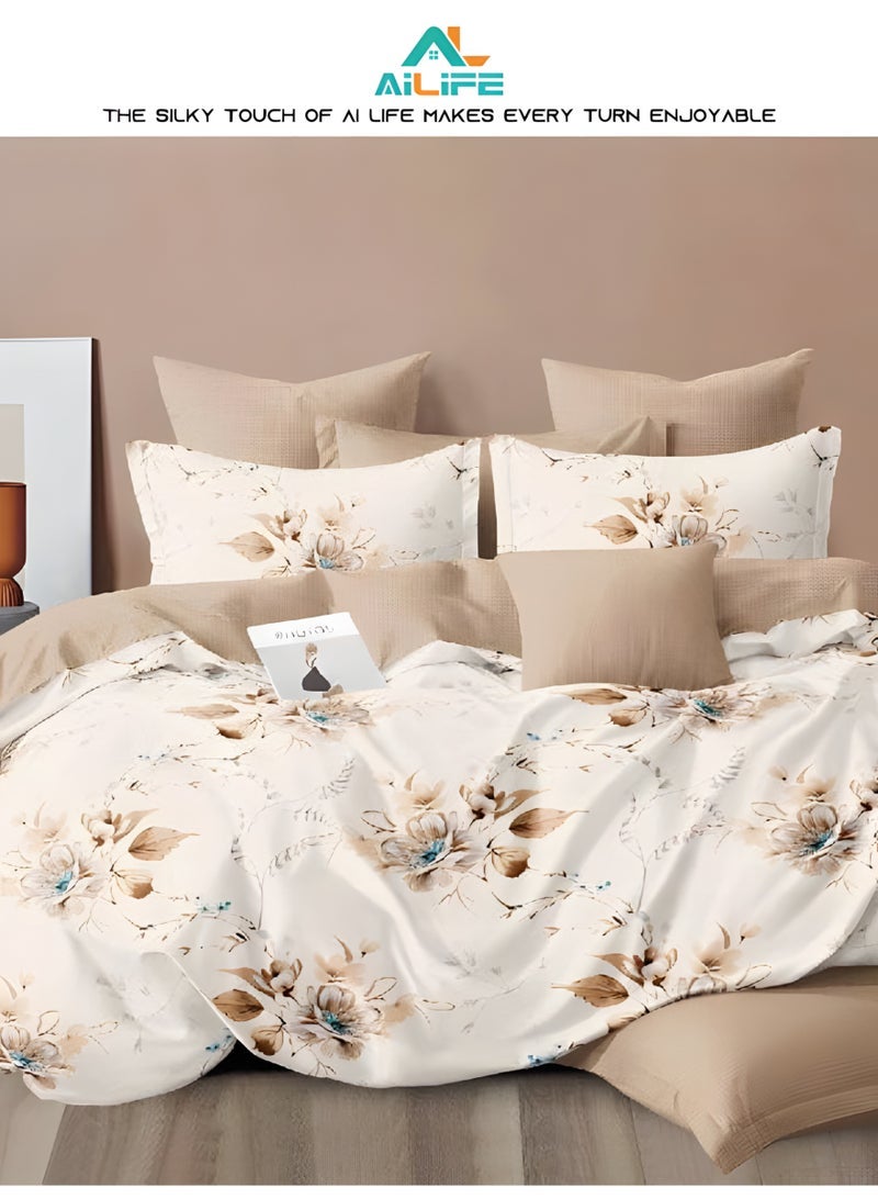 Al LIFE AI LIFE Luxurious King Size Bedsheet Set 6 Piece High Quality Bedsheet Set 1 Duvet Cover with 1 Fitted Sheet and 4 Pillowcases Soft and Breathable Microfiber Cotton for All Seasons - Image 1