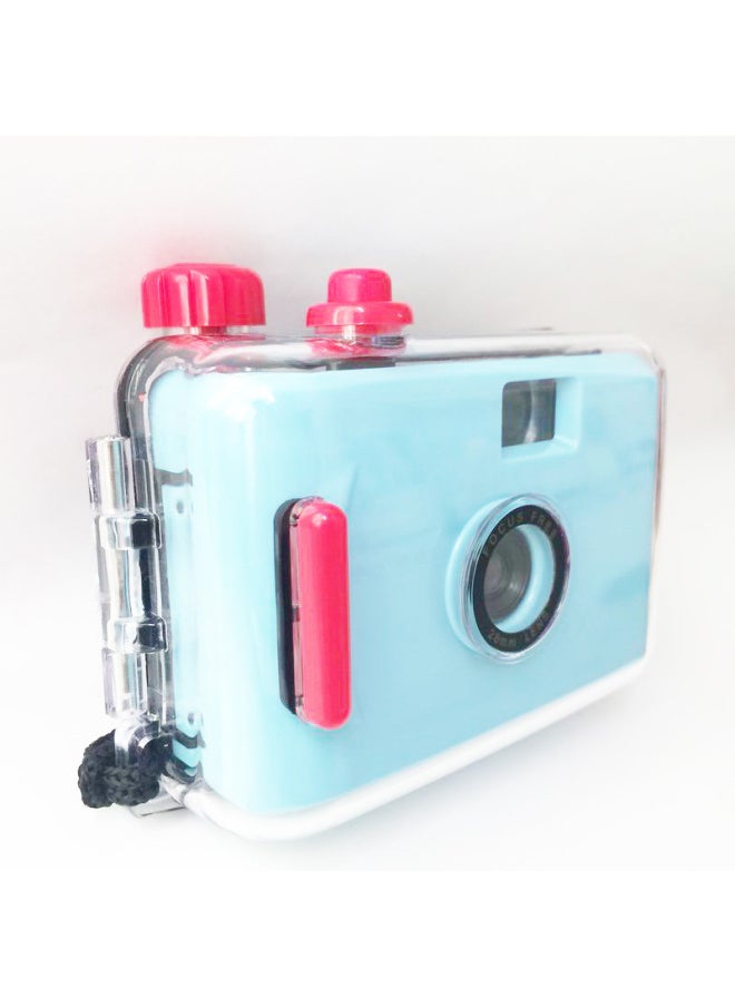 Generic Light Blue And Red Shell Retro Fool Camera Film Mini Small Portable Student Can Take Pictures Birthday Gift Photos-Color:Light Blue Red Shell  - Image 3