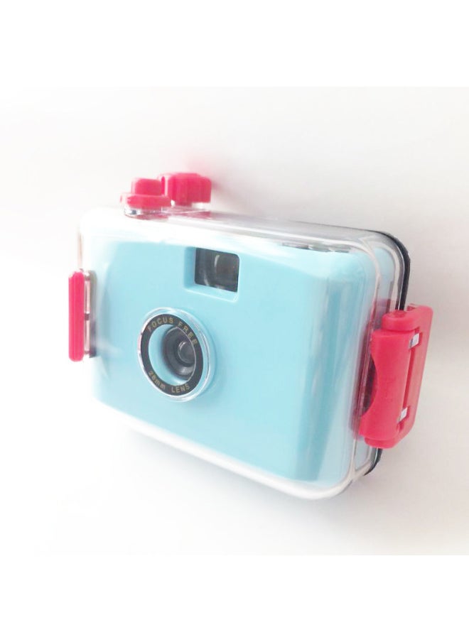 Generic Light Blue And Red Shell Retro Fool Camera Film Mini Small Portable Student Can Take Pictures Birthday Gift Photos-Color:Light Blue Red Shell  - Image 4