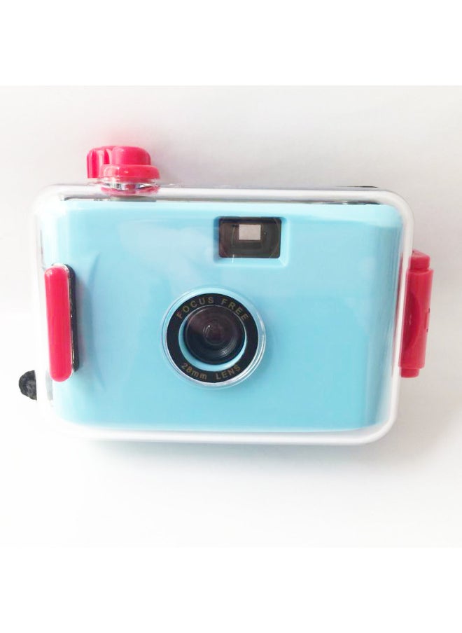 Generic Light Blue And Red Shell Retro Fool Camera Film Mini Small Portable Student Can Take Pictures Birthday Gift Photos-Color:Light Blue Red Shell  - Image 2