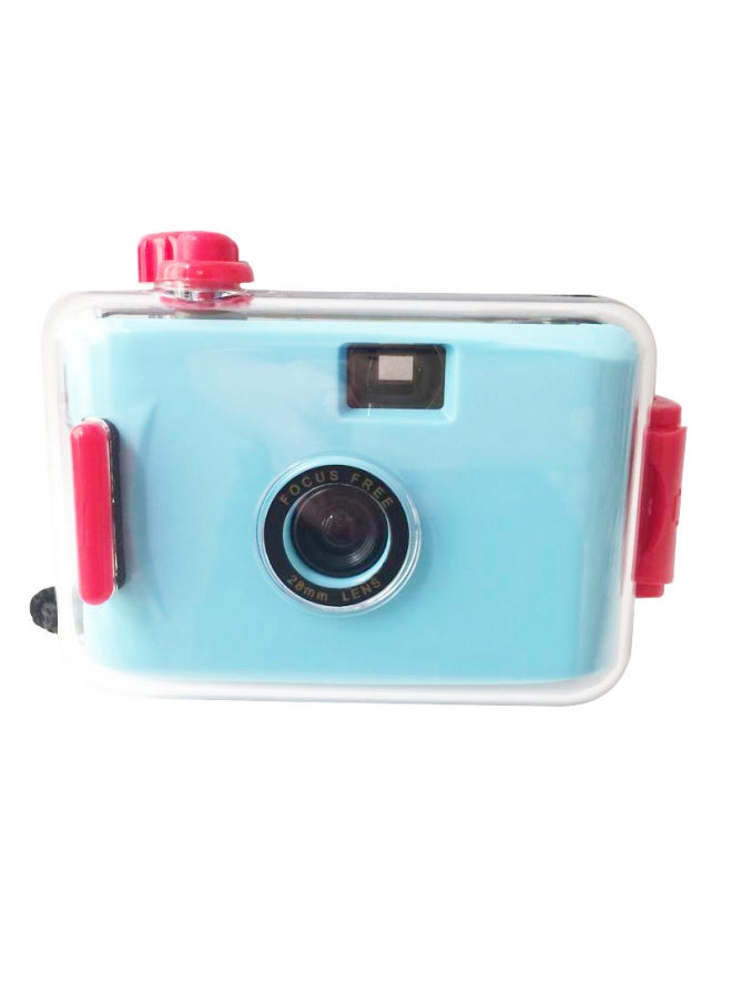 Generic Light Blue And Red Shell Retro Fool Camera Film Mini Small Portable Student Can Take Pictures Birthday Gift Photos-Color:Light Blue Red Shell  - Image 1