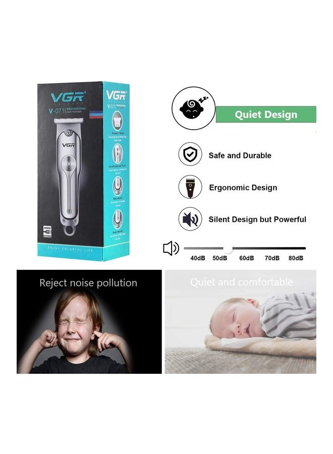 VGR Cordless Professional Hair And Beard Trimmer Silver - Image 4
