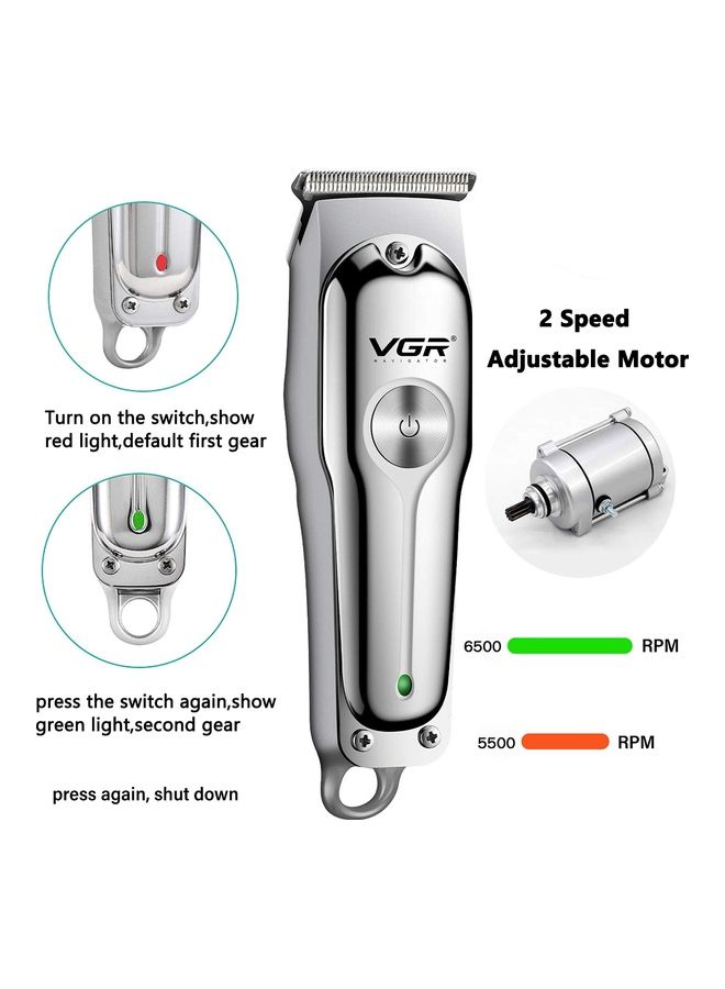 VGR Cordless Professional Hair And Beard Trimmer Silver - Image 3
