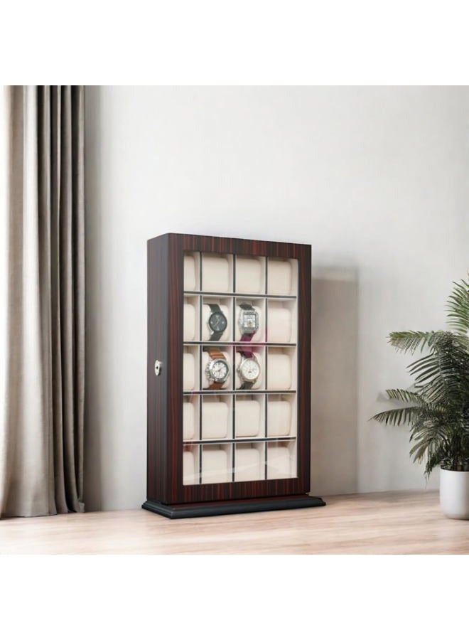 TimelyBuys 20 Piece Ebony Wood Watch Display Wall Hanging Case and Storage Organizer Box and Stand for Oversized Watches - Image 4