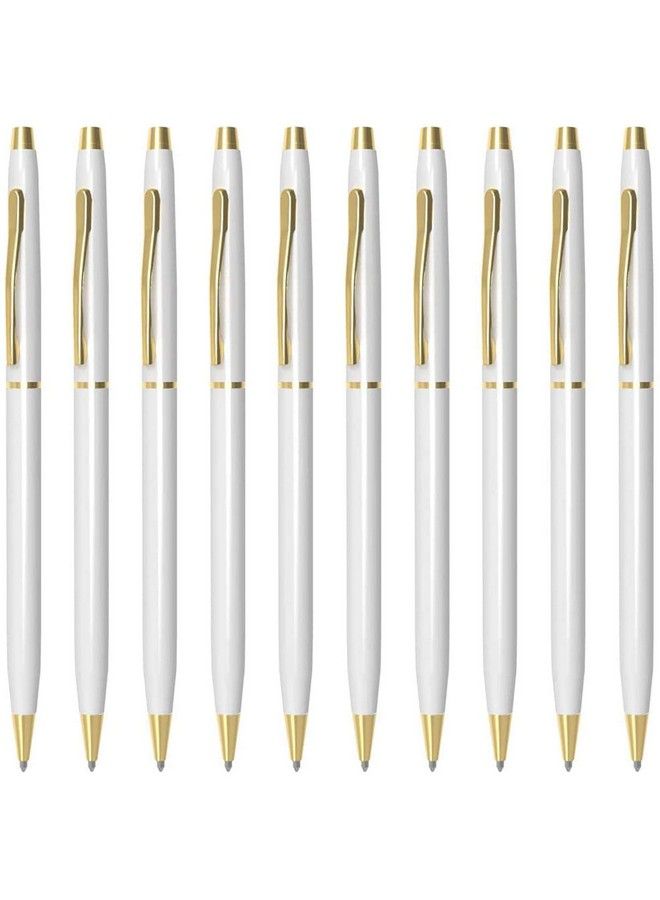 Cambond أقلام حبر جاف بيضاء بالجملة حبر أسود 1.0 مم نقطة متوسطة أقلام قابلة للسحب كتابة سلسة للرجال والنساء زي الشرطة مكتب أعمال 10 عبوات (أبيض) - Image 2