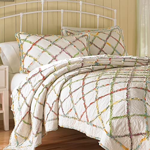 Laura Ashley Home Ruffle Garden Collection Quilt-100% Cotton, Ultra Soft, All Season Bedding, Reversible Stylish Coverlet, Full/Queen, Cream - Image 3