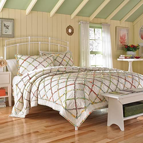 Laura Ashley Home Ruffle Garden Collection Quilt-100% Cotton, Ultra Soft, All Season Bedding, Reversible Stylish Coverlet, Full/Queen, Cream - Image 2