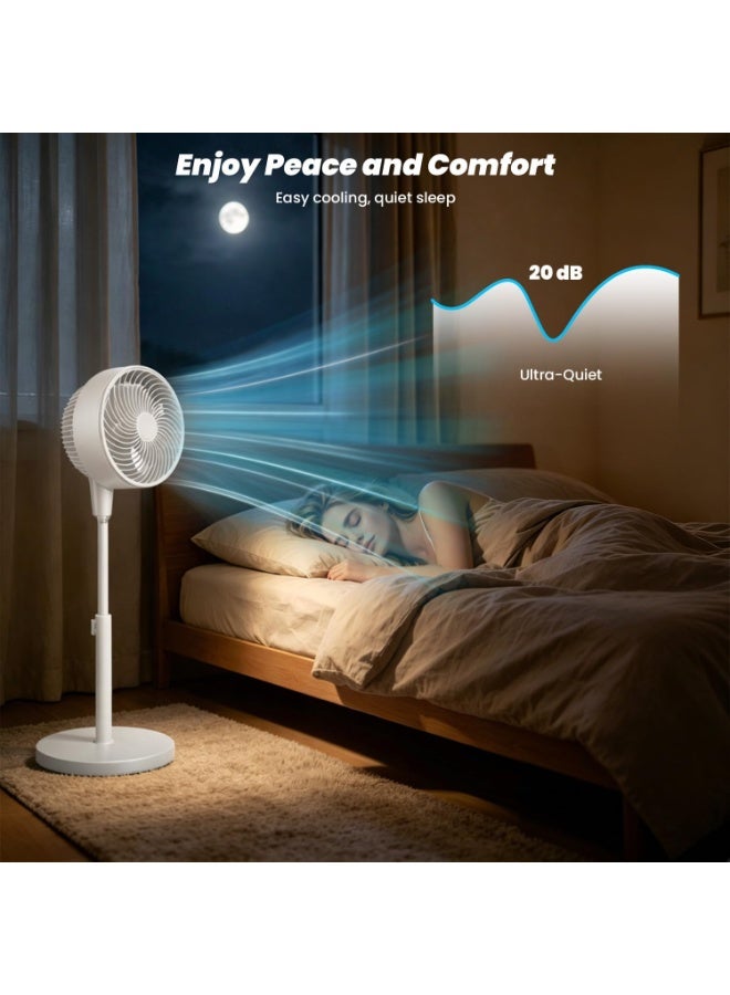 Jorunb Stand Fan for Bedroom,Oscillating Pedestal Fan with 3-Speed, Adjustable Height,Standing Floor Fan for Living Room, Bedroom, Kitchen, and Home Office(White) - Image 4
