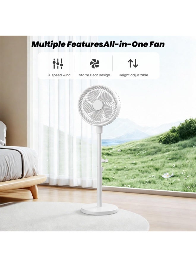 Jorunb Stand Fan for Bedroom,Oscillating Pedestal Fan with 3-Speed, Adjustable Height,Standing Floor Fan for Living Room, Bedroom, Kitchen, and Home Office(White) - Image 2