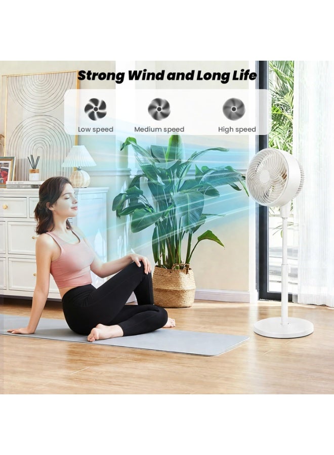 Jorunb Stand Fan for Bedroom,Oscillating Pedestal Fan with 3-Speed, Adjustable Height,Standing Floor Fan for Living Room, Bedroom, Kitchen, and Home Office(White) - Image 3