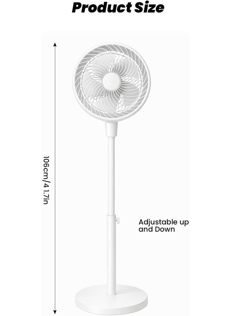 Jorunb Stand Fan for Bedroom,Oscillating Pedestal Fan with 3-Speed, Adjustable Height,Standing Floor Fan for Living Room, Bedroom, Kitchen, and Home Office(White) - Image 5