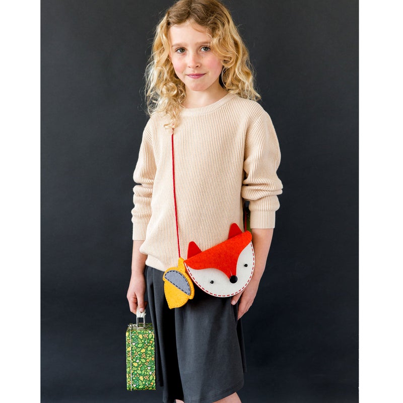 Petit Collage DIY Woodland Fox Felt Bag, Crossbody Bag for Kids with Matching Acorn Zipper Purse for Kids â€“ DIY Crafts Sewing Kitâ€“ Makes a Great Gift Idea for Ages 6+ - Image 2