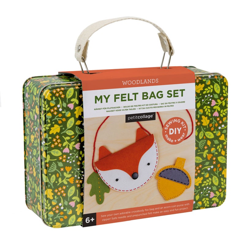 Petit Collage DIY Woodland Fox Felt Bag, Crossbody Bag for Kids with Matching Acorn Zipper Purse for Kids â€“ DIY Crafts Sewing Kitâ€“ Makes a Great Gift Idea for Ages 6+ - Image 1