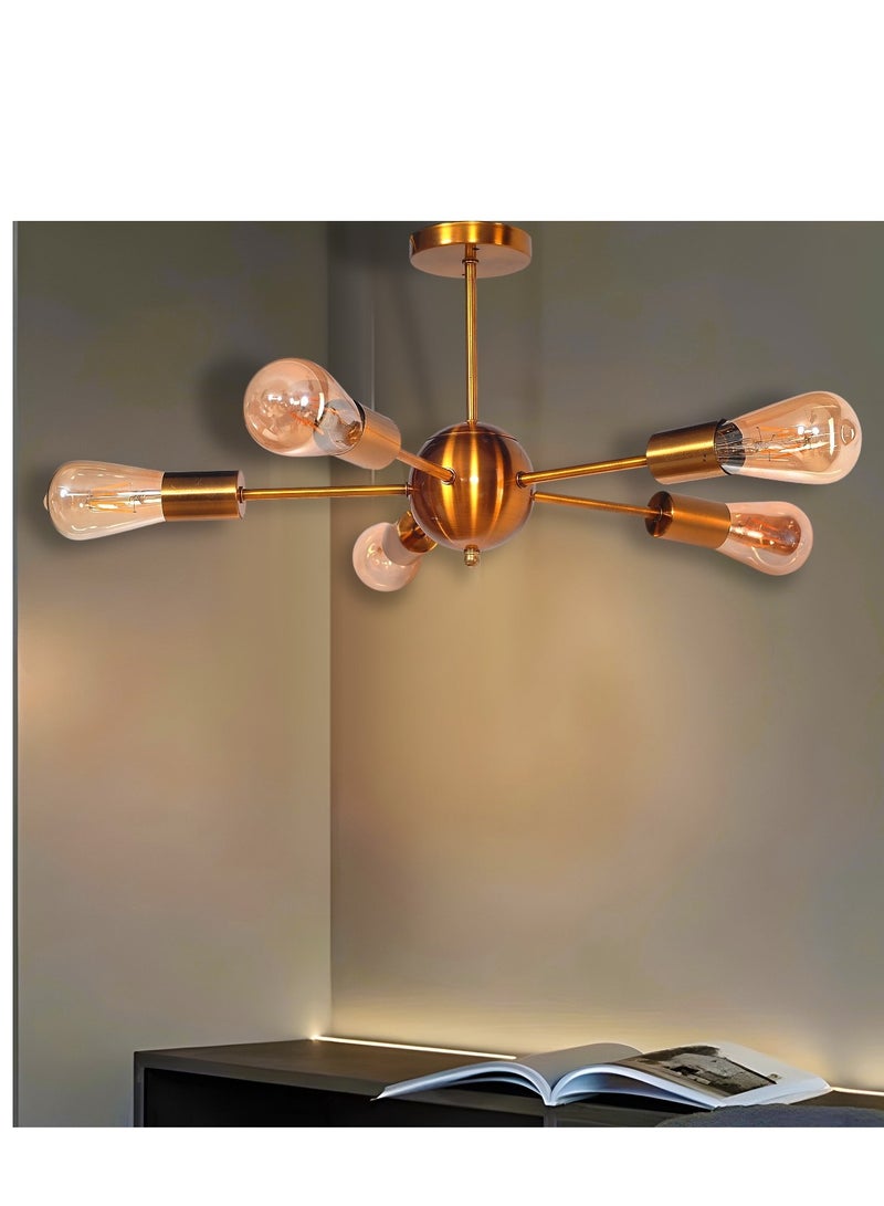 "Modern 5-Bulb Gold Sputnik Chandelier – Elegant Ceiling Light" - Image 1