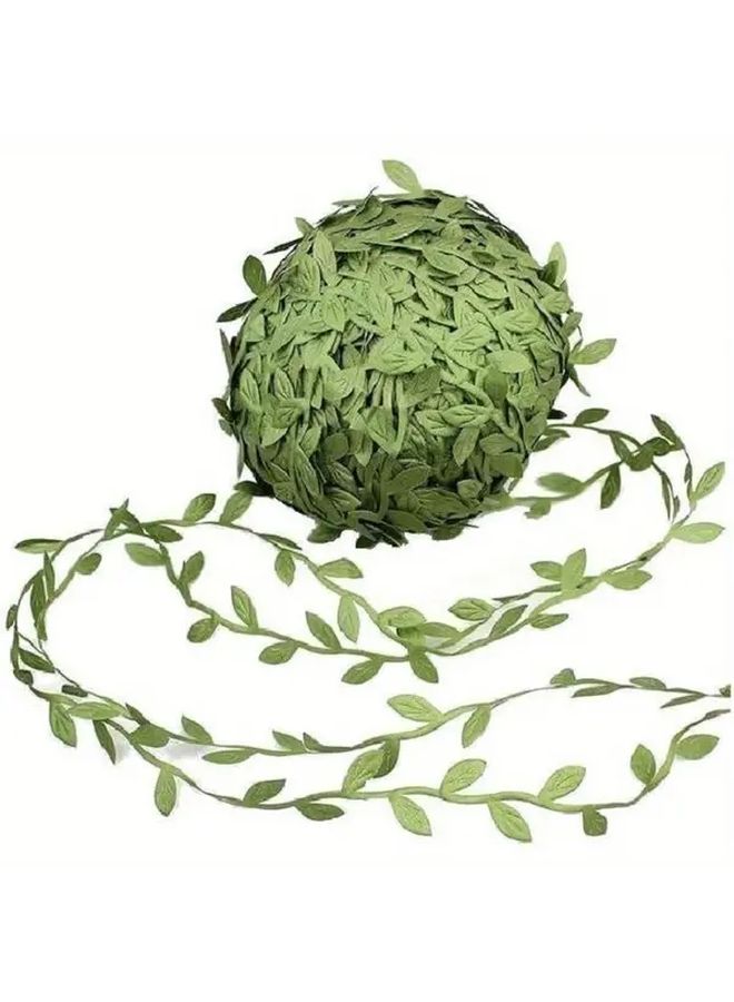 20 Yards Gold Green Leaf Trim Ribbon Eucalyptus DIY Wedding Decor - Image 1