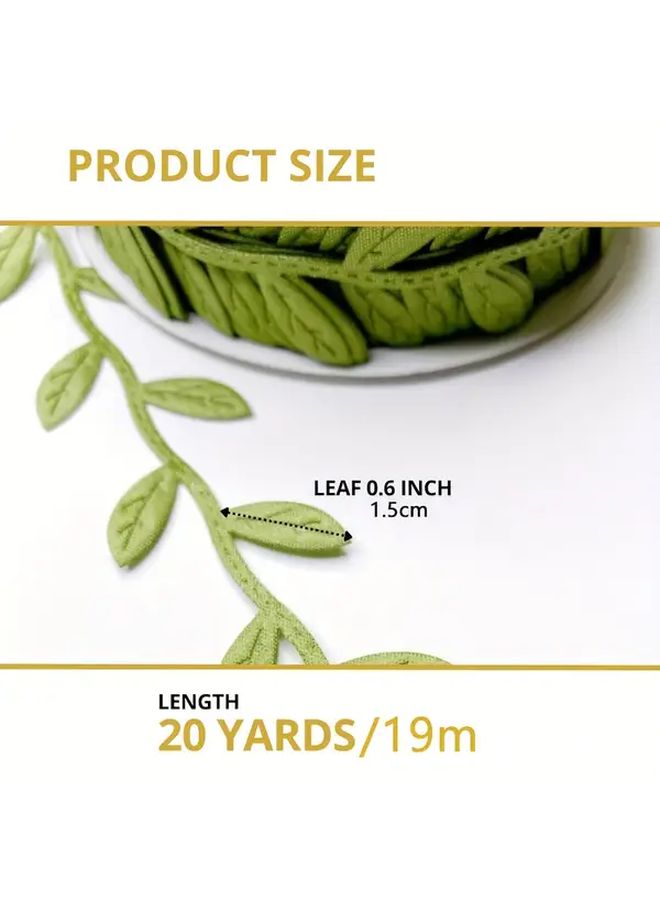 20 Yards Gold Green Leaf Trim Ribbon Eucalyptus DIY Wedding Decor - Image 3