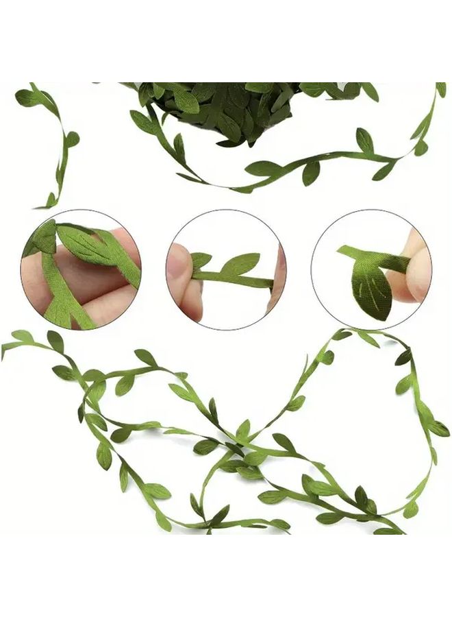 20 Yards Gold Green Leaf Trim Ribbon Eucalyptus DIY Wedding Decor - Image 4