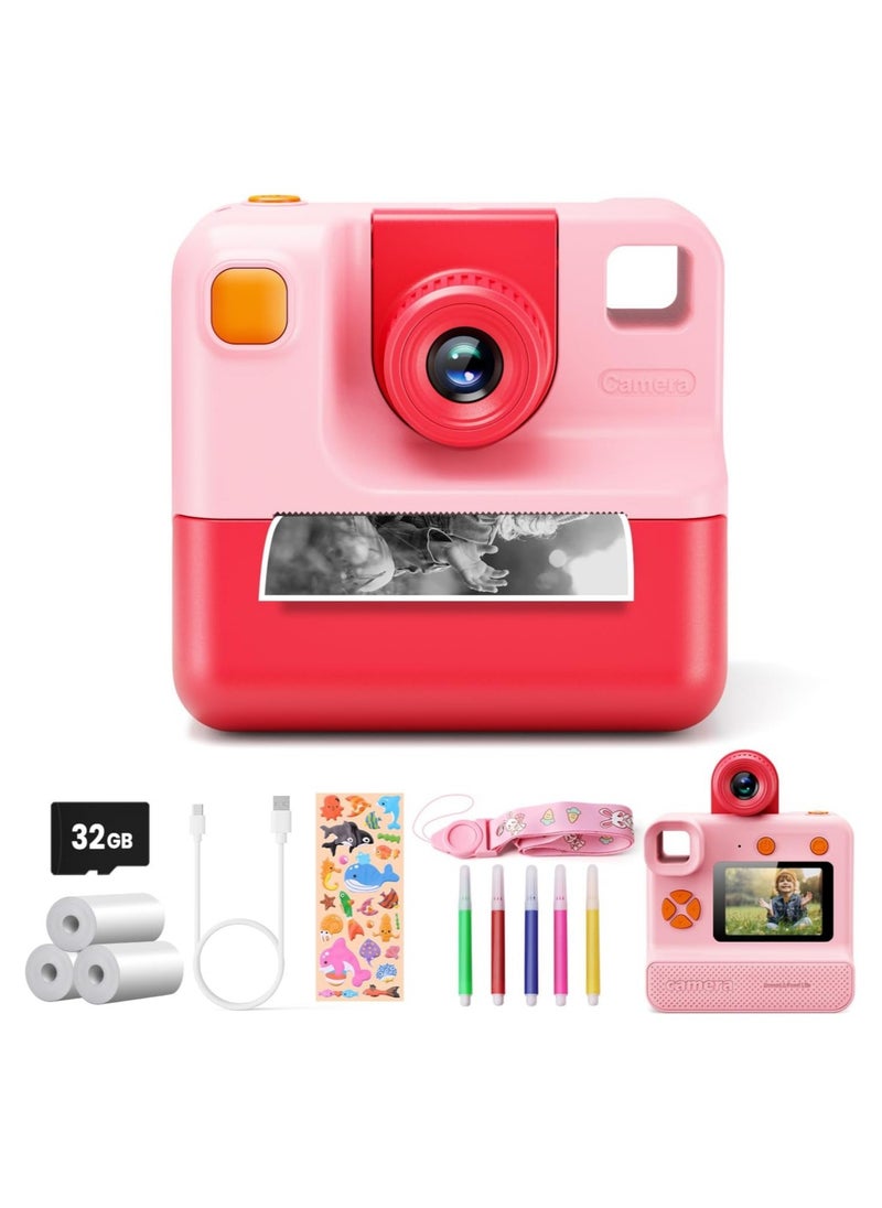 AWALOR Kids Instant Print Camera with 1080p HD, Zero Ink, Color Pen Set, and 32GB Memory Card  - Image 1