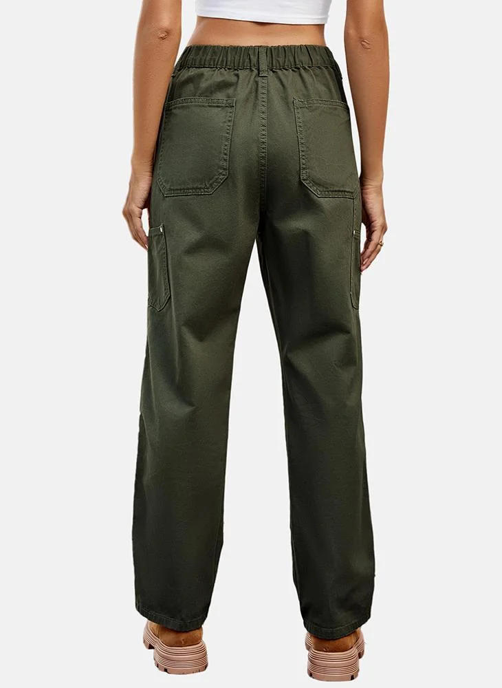 يونيكي Green Regular Fit Mid Rise Ankle Plain Trouser