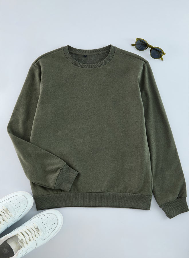 trendyol Khaki Regular/Normal Cut Polar Fleece/Warm Sweatshirt