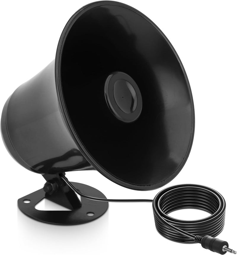 Pyramid Outdoor Trumpet Car Horn Speaker - 5” Pa Horn Speaker w/ 8 Ohms Impedance, 15 Watt Power, Adjustable Bracket, 10' Pre-Wired Cord, 3.5mm Mono - Pa Speaker for Cb Radio Car Siren System - SP5 Global easy assemble picks - Image 1