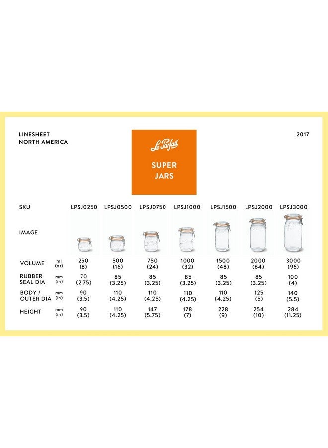 Le Parfait Super Jar - 3L French Glass Canning Jar, Wide Mouth, Airtight Lid (96oz/3 Quarts, 1 pk) - Image 4