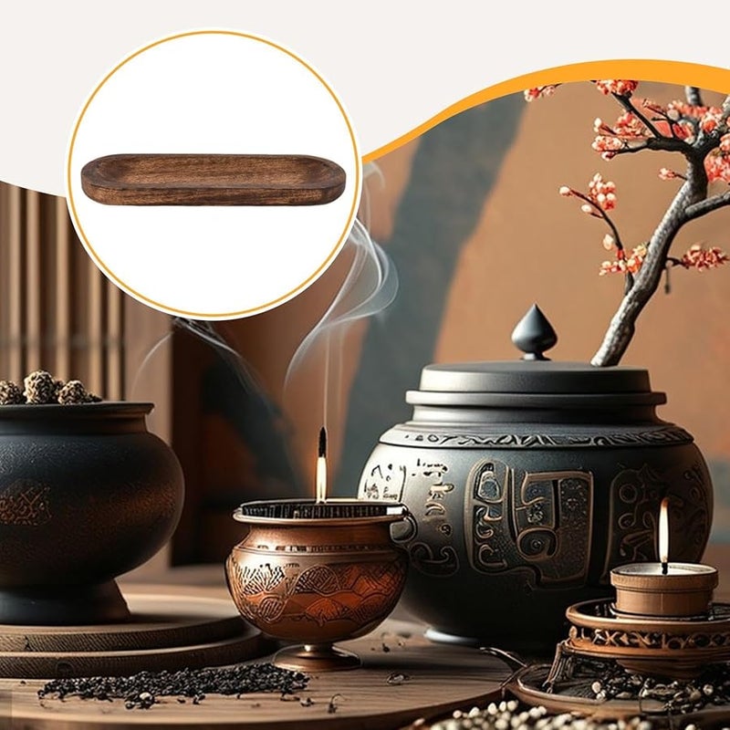 Hand Carved Wooden Burner Holder Ash Tray Modern Design Home Decor 11 02x3 94x0 59 Inch - Image 5