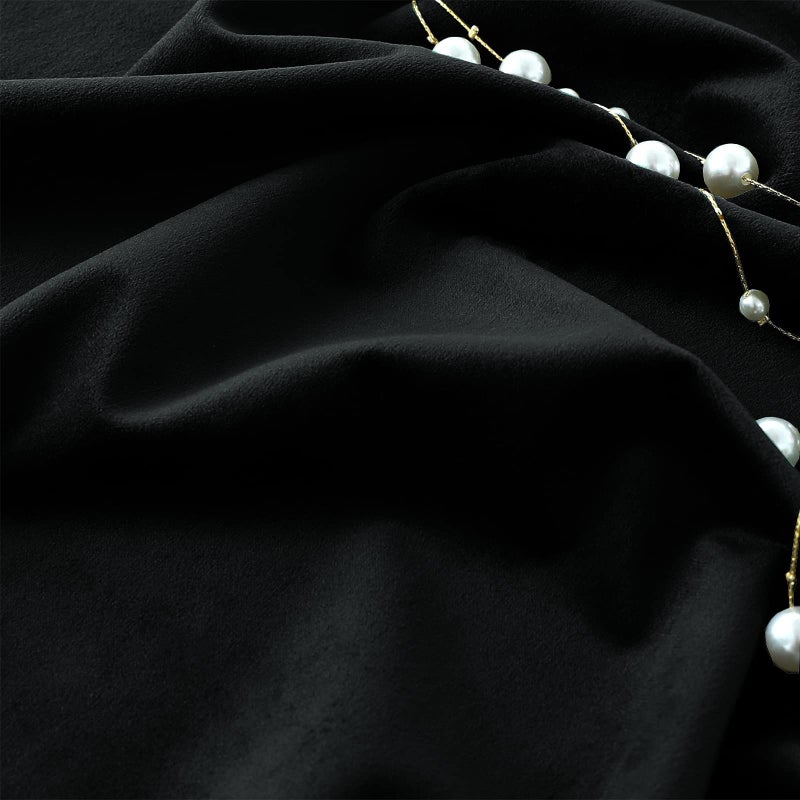 Timeper Black Velvet Curtains 108 Inches Long  Thermal Insulated Blackout Velvet Curtains  Back Tab Design Thick Luxury Curtains For Dining  Living Room  W52 X L108  2 Panels - Image 5