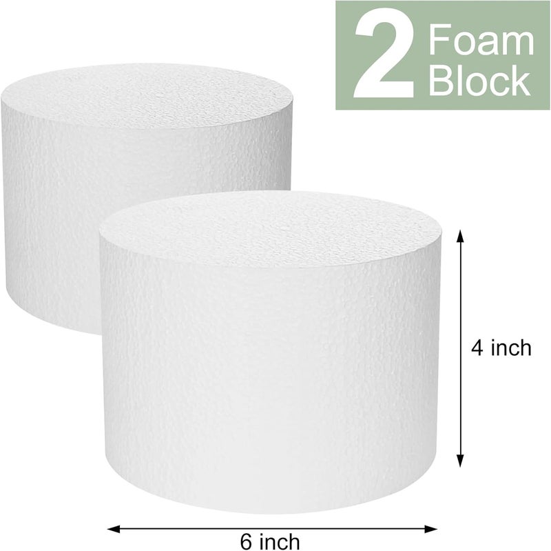 JOBVERT 2 Pack Foam Cake Dummies, 6x4 Inch White Dummy Cakes Styrofoam Sets, Fake Cake Dummy Cake for Wedding Cake Supplies Decorating Birthday Wedding Display - Image 2