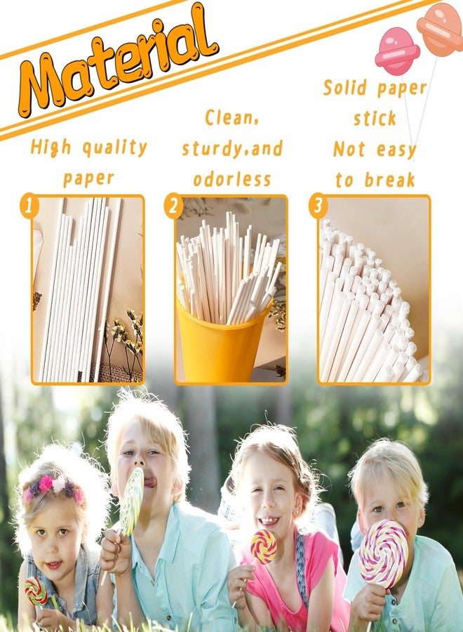 OJYUDD 100 Pcs 6-Inch White Lollipop Sticks,Lollipop Paper Treat Stick,Paper Sucker Sticks for Cupcake Toppers,Homemade Candy,Chocolate,Dessert(Dia 3.5mm) - Image 3