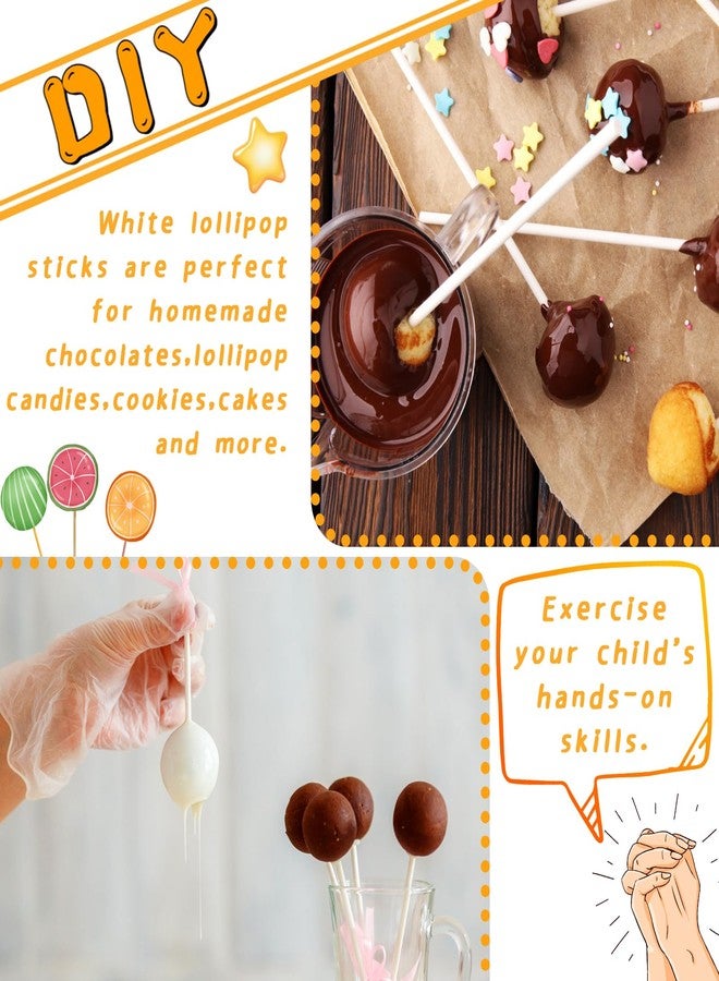 OJYUDD 100 Pcs 6-Inch White Lollipop Sticks,Lollipop Paper Treat Stick,Paper Sucker Sticks for Cupcake Toppers,Homemade Candy,Chocolate,Dessert(Dia 3.5mm) - Image 4