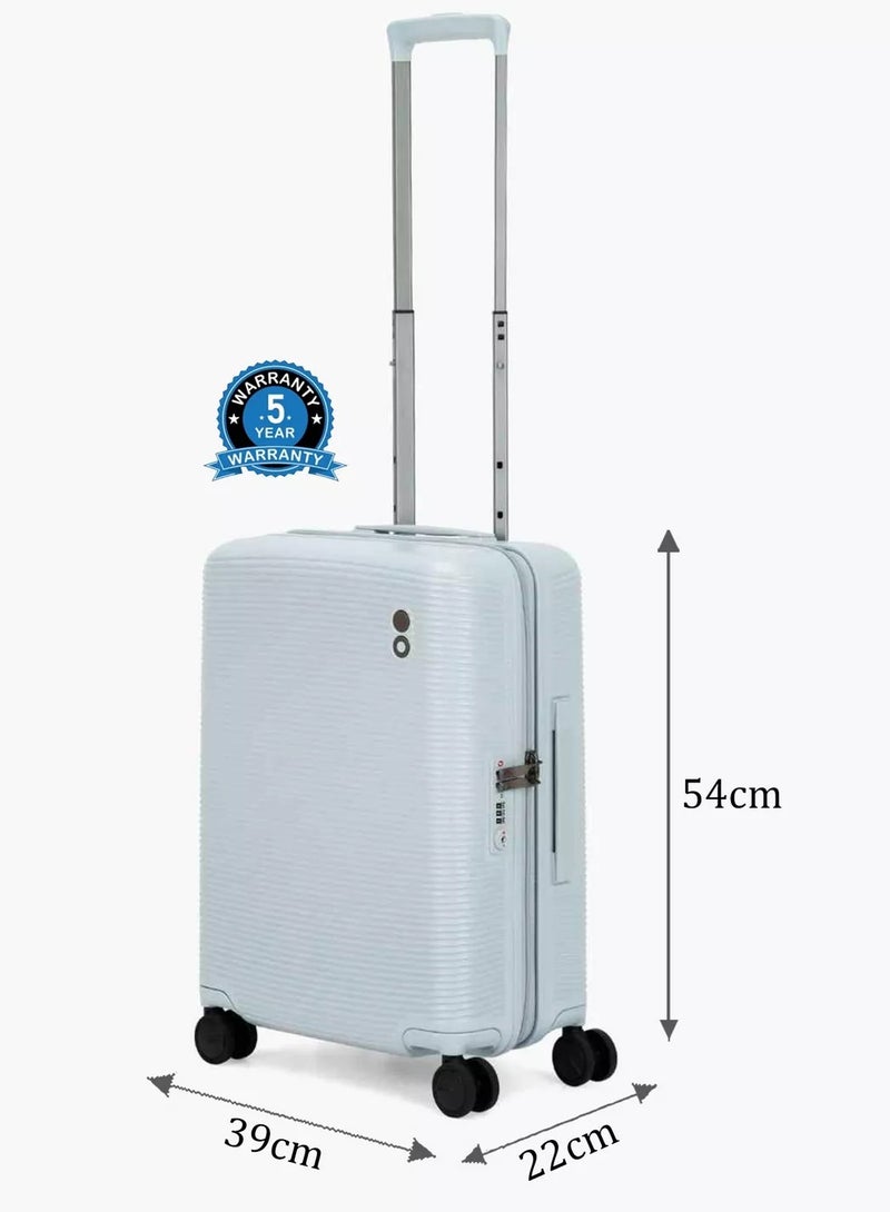 Echolac Ultima 54 Cm Hardsided 4-Double Wheeled Expandable Cabin Luggage Trolley - Light Blue - Image 2