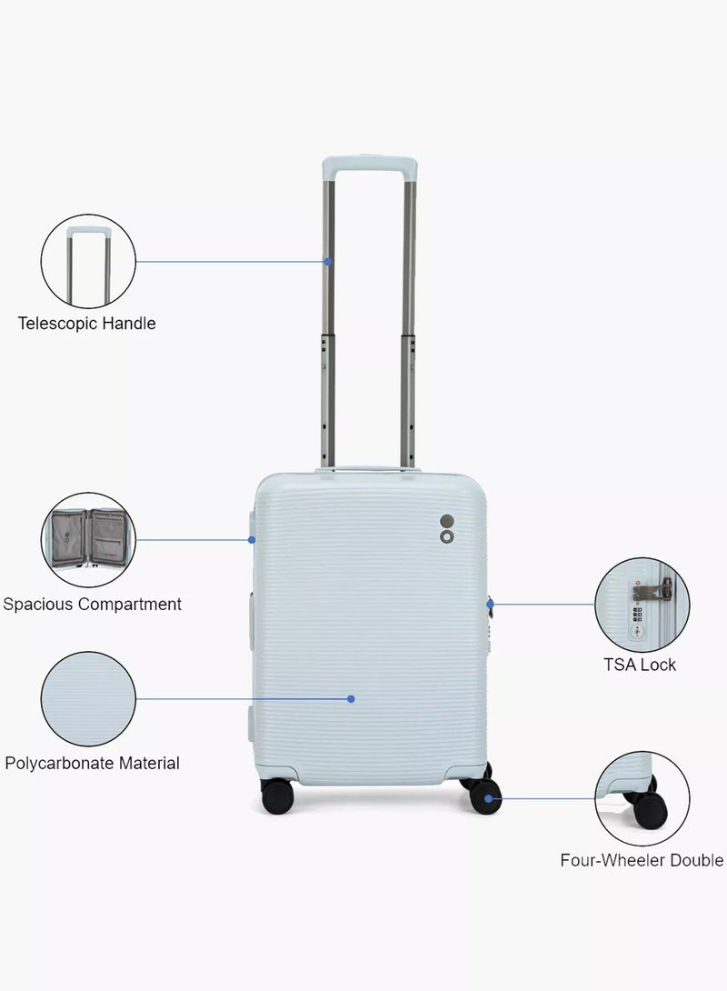 Echolac Ultima 54 Cm Hardsided 4-Double Wheeled Expandable Cabin Luggage Trolley - Light Blue - Image 3