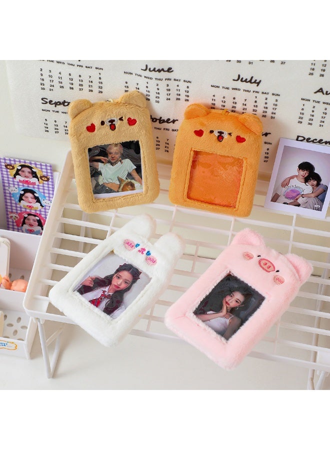 NIBEMINENT 1 - Piece Cute Plush Campus Kpop Photo Card Holder Pendant Key Chain ID Badge Holder ID Card Holder Photo Card Protector for School ID Office ID Access Card for Women Girls - Image 3