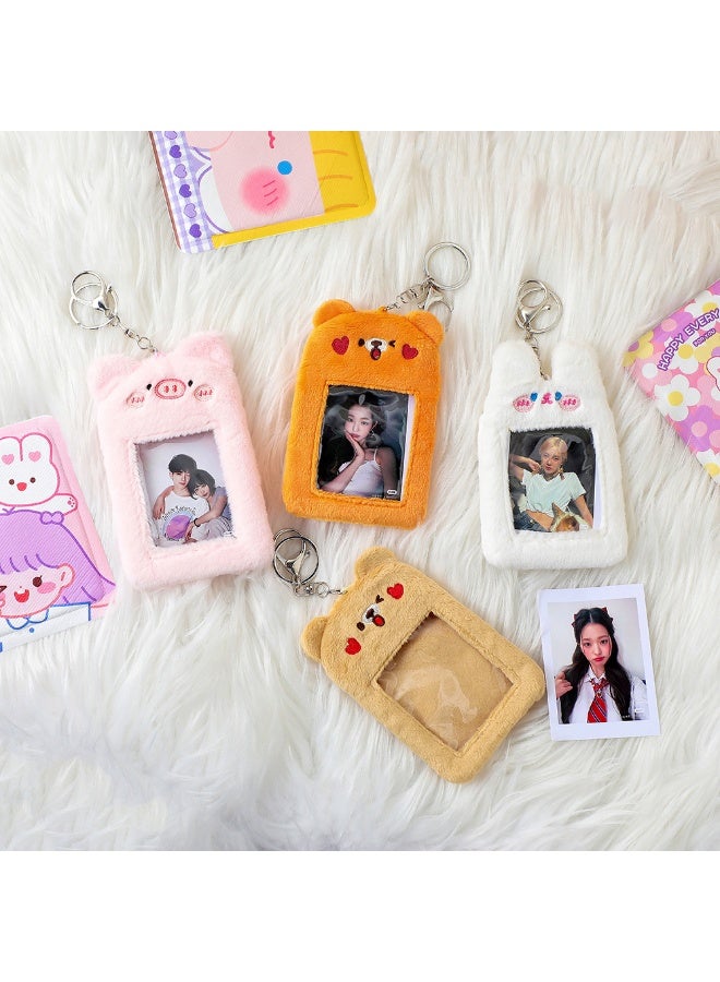 NIBEMINENT 1 - Piece Cute Plush Campus Kpop Photo Card Holder Pendant Key Chain ID Badge Holder ID Card Holder Photo Card Protector for School ID Office ID Access Card for Women Girls - Image 2