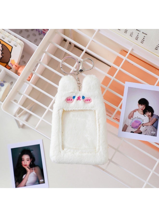NIBEMINENT 1 - Piece Cute Plush Campus Kpop Photo Card Holder Pendant Key Chain ID Badge Holder ID Card Holder Photo Card Protector for School ID Office ID Access Card for Women Girls - Image 1