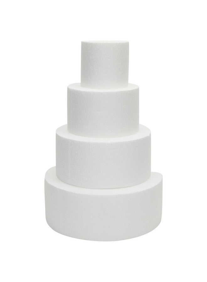 Bright Creations Foam Cake Dummies for Decorating, Display, 4 Tiers of 4" 6" 8" 10" Dummy Wedding Cake Rounds (14.4 Inches Tall) - Image 1