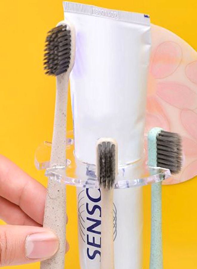 NIBEMINENT 2-In-1 Wall Mounted Toothbrush And Toothpaste Holder White/Purple/Clear 9.3x9.3cm - Image 2