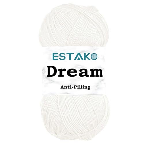 Estako Dream, 100% Microfiber Acrylic Yarn, Soft, Super Fino/Fingering Weight (1) for Crochet and Knitting 3.5 Oz (100g) / 382 Yrds (350m) (70171 - White) - Image 1