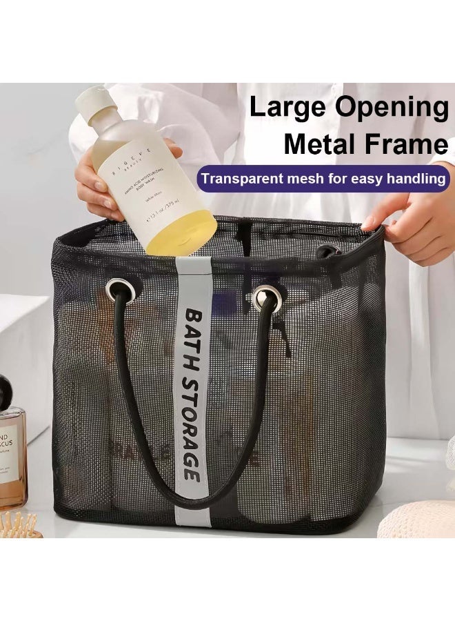 Foldable Mesh Shower Caddy Large Capacity Portable Bathroom Organizer for Toiletries Cosmetics Soap Space-Saving Lightweight Hanging Caddy for Dorm Camp Gym Travel - Image 2