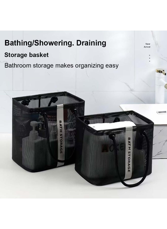 Foldable Mesh Shower Caddy Large Capacity Portable Bathroom Organizer for Toiletries Cosmetics Soap Space-Saving Lightweight Hanging Caddy for Dorm Camp Gym Travel - Image 4