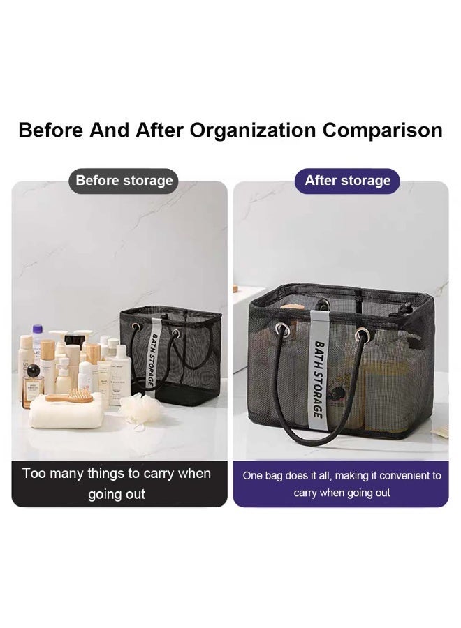 Foldable Mesh Shower Caddy Large Capacity Portable Bathroom Organizer for Toiletries Cosmetics Soap Space-Saving Lightweight Hanging Caddy for Dorm Camp Gym Travel - Image 5