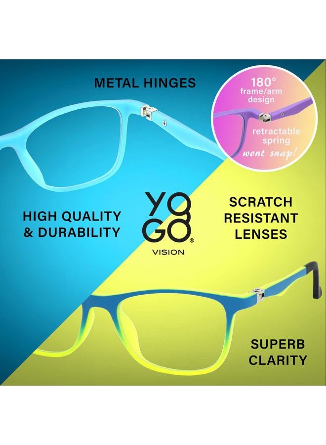Yogo Vision Kids Blue Light Blocking Glasses Computer Eyeglasses Boys Girls Square Frames Anti Strain Reduce Glare (1 Pack) - Image 3