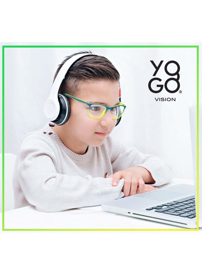 Yogo Vision Kids Blue Light Blocking Glasses Computer Eyeglasses Boys Girls Square Frames Anti Strain Reduce Glare (1 Pack) - Image 2