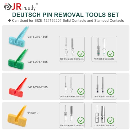 JRready ST5330 Deutsch Pin Removal Tool Kit for 12#16#20# Solid/Stamped Contacts 12-22 AWG, Plastic Terminal Release Tool Kit for Deutsch DT,DTM,DTP,DTV,HD Series Connector Insertion Tools, 6PCS - Image 3