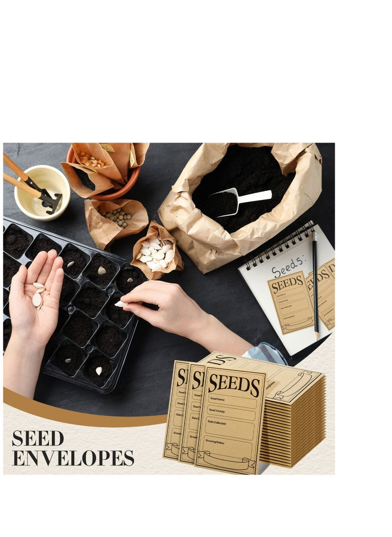 SYOSI KB9101	100 Pcs Seed Envelopes Resealable Seed Envelope Seed Packets 3.15 x 4.72 Inch Seed Saving Envelopes with Secure Tiny Envelopes, Seal Envelopes for Collection of Vegetable Seeds (Brown)  - Image 5