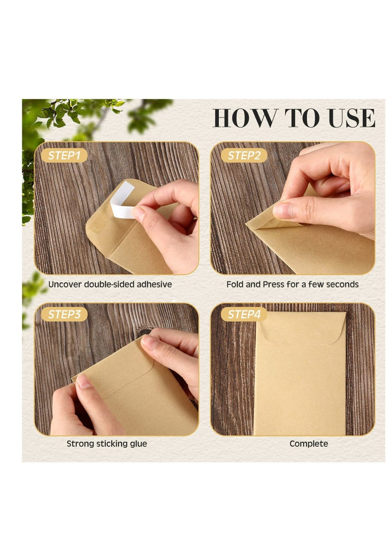 SYOSI KB9101	100 Pcs Seed Envelopes Resealable Seed Envelope Seed Packets 3.15 x 4.72 Inch Seed Saving Envelopes with Secure Tiny Envelopes, Seal Envelopes for Collection of Vegetable Seeds (Brown)  - Image 3