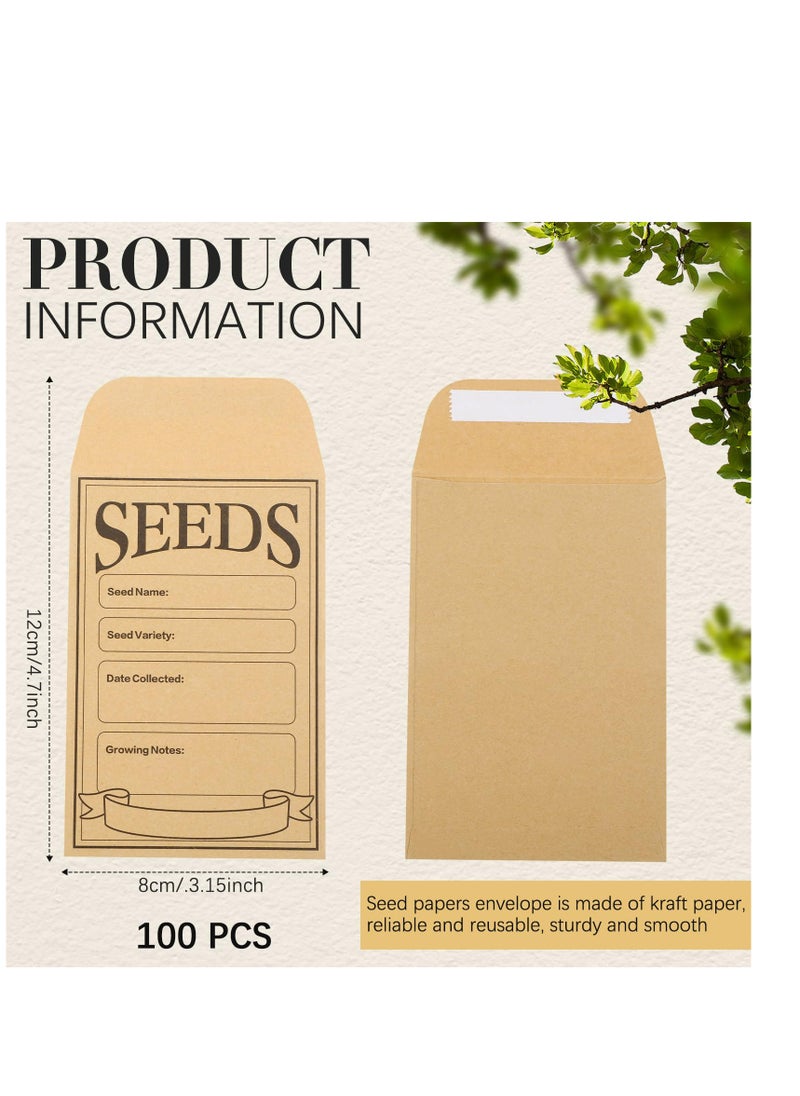SYOSI KB9101	100 Pcs Seed Envelopes Resealable Seed Envelope Seed Packets 3.15 x 4.72 Inch Seed Saving Envelopes with Secure Tiny Envelopes, Seal Envelopes for Collection of Vegetable Seeds (Brown)  - Image 2