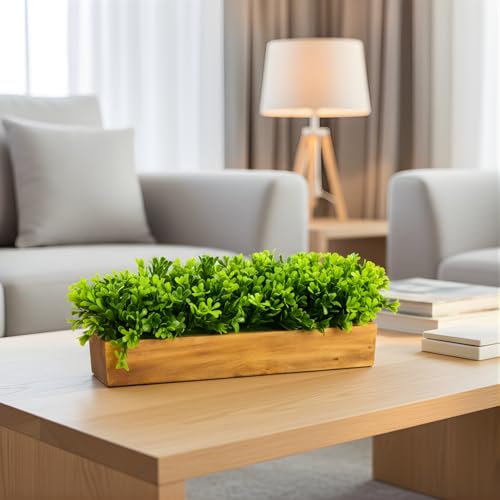fancymart Artificial Gardenia Plant Bunch in Wood Planter, Home and Office Decor Plants for Decoration, Realistic Green Decorative for Interior, Living Room, Office Desk -8137 - Image 2