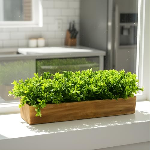 fancymart Artificial Gardenia Plant Bunch in Wood Planter, Home and Office Decor Plants for Decoration, Realistic Green Decorative for Interior, Living Room, Office Desk -8137 - Image 3